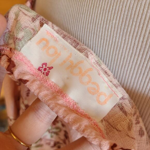 Vintage 70's Pink Floral Boho Cottagecore Pastel Flutter Sleeve Blouse Shirt Top - Picture 6 of 6